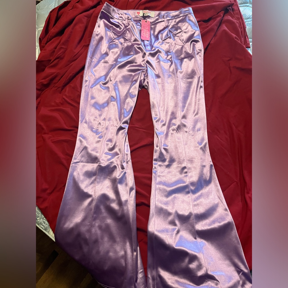 Purple silk bell bottoms